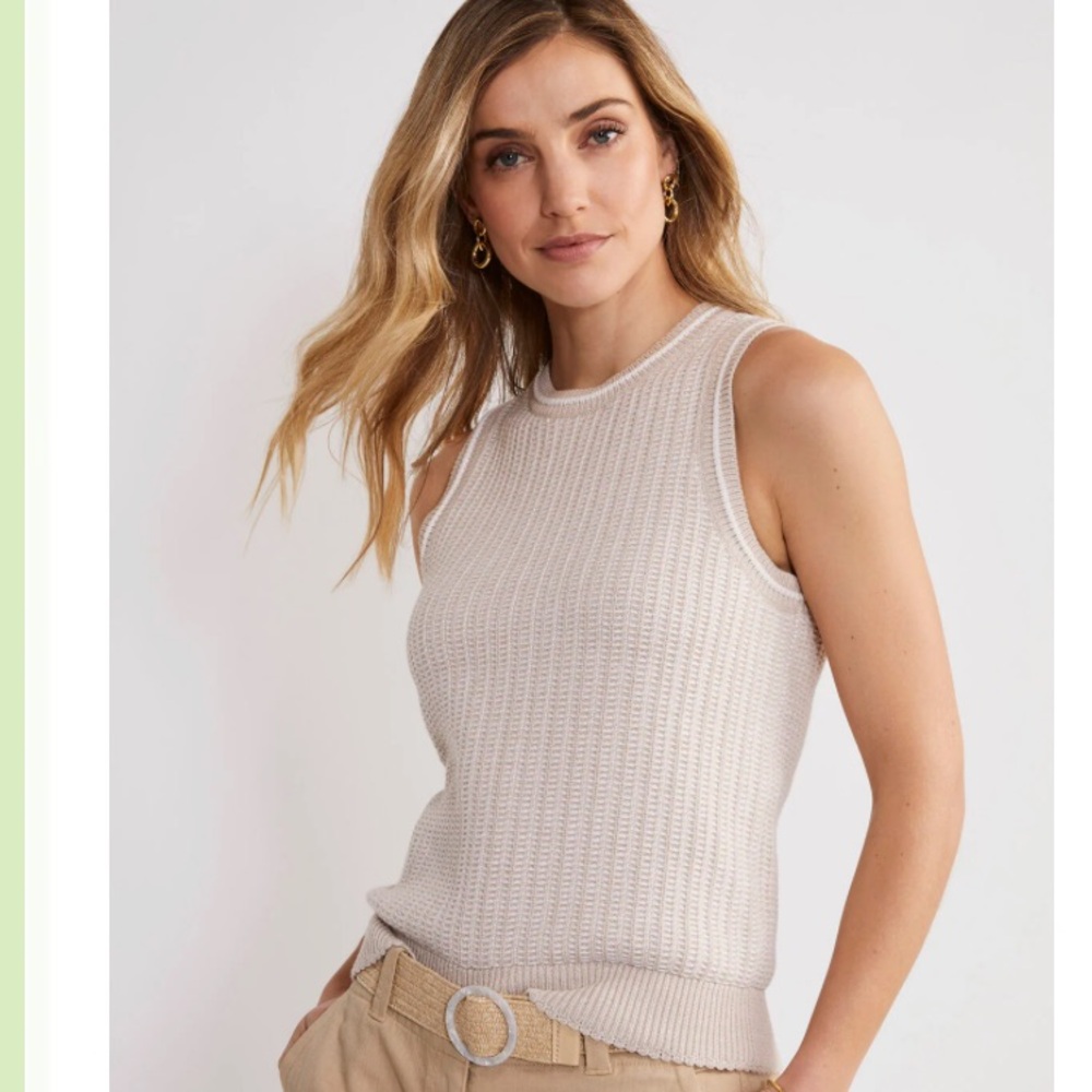 Vineyard Vines Cream Knit Ribbed Tank Top